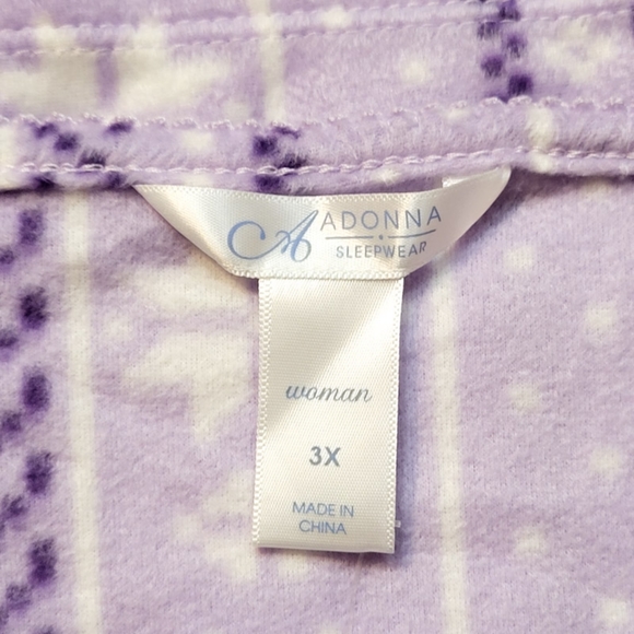 Adonna Purple and White Striped Fleece Long Sleeve Nightgown Women's Size 3X - Picture 4 of 10